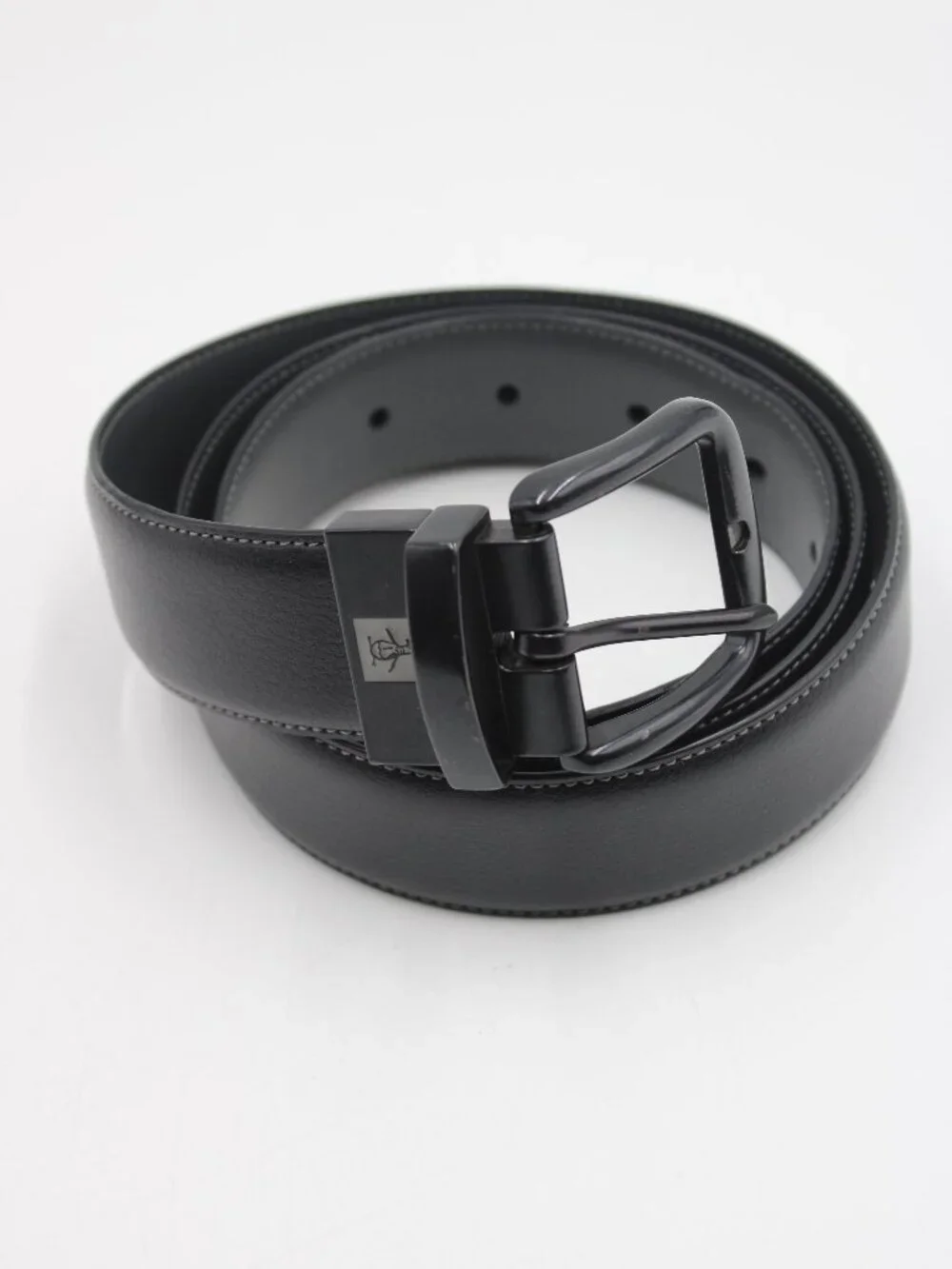 Original Penguin Reversible Belt Men's Size 38 Black/Grey Leather Black Buckle